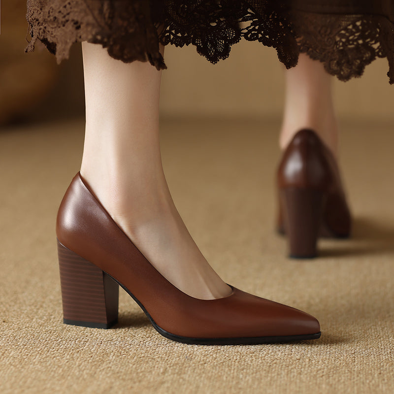 Tacones de trabajo sin cordones con punta puntiaguda