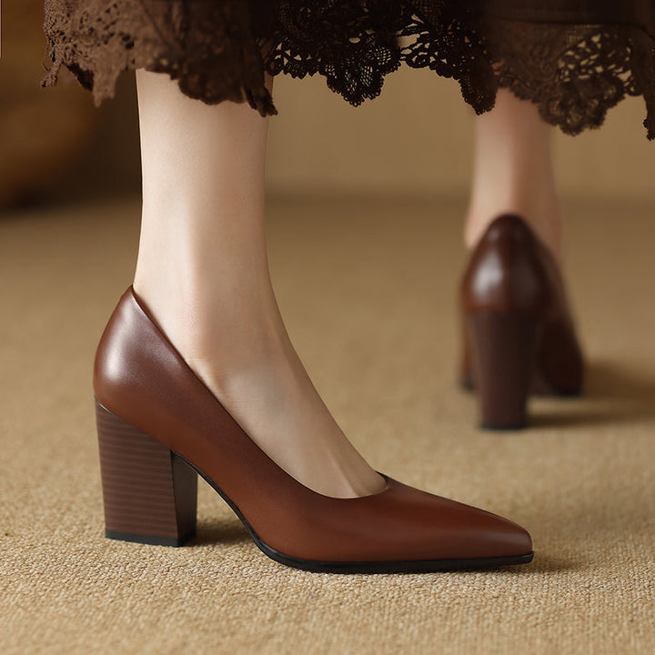 Tacones de trabajo sin cordones con punta puntiaguda