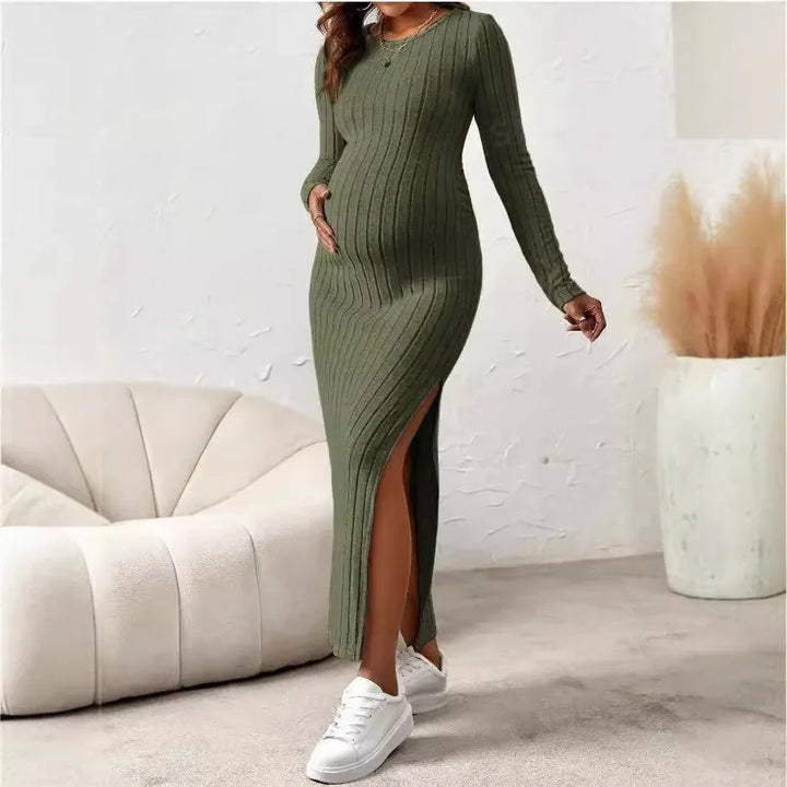Vestido de maternidad ajustado y flexible de punto para mujer
