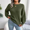 Women's Solid Knit Lantern Sleeve Pullover
