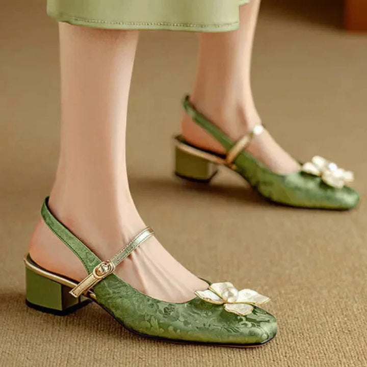 Floral Slingback Heel Pumps