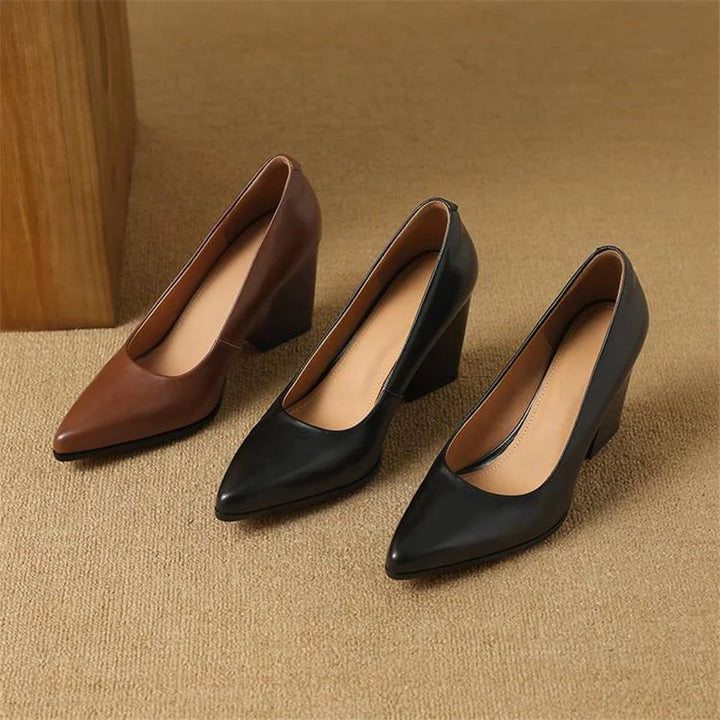 Tacones de trabajo sin cordones con punta puntiaguda