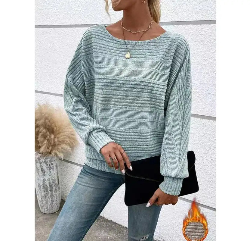 Women’s Spliced Round Neck Sweater