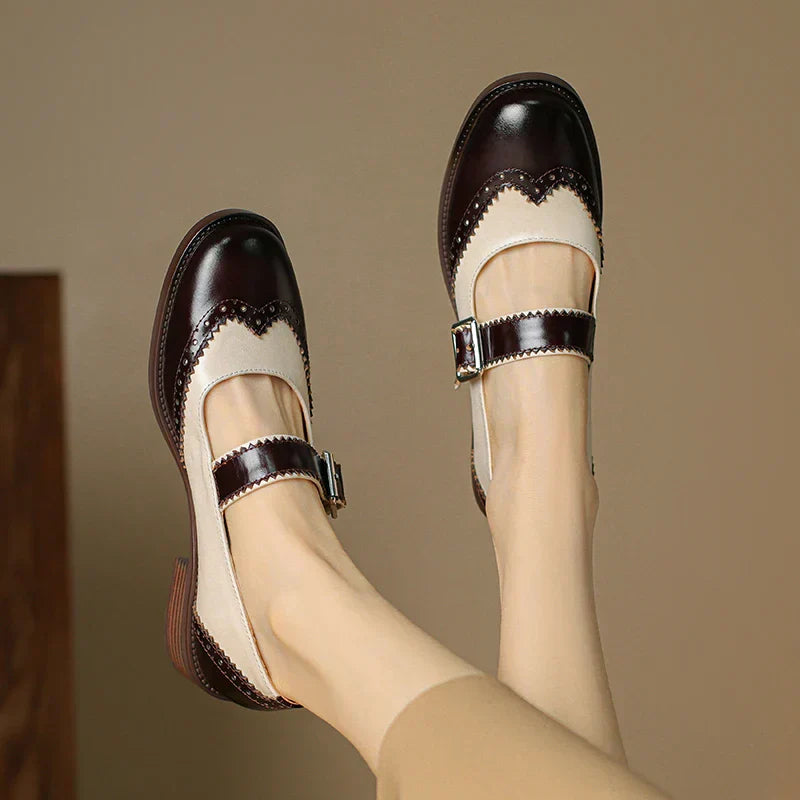 Two-Tone Mary Jane Heel Shoes