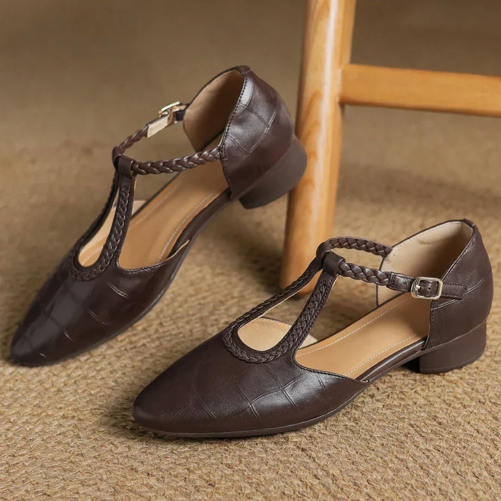 Zapatos planos Mary Jane de punta puntiaguda