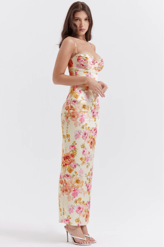 Floral Spaghetti Strap Maxi Dress for Summer Weddings