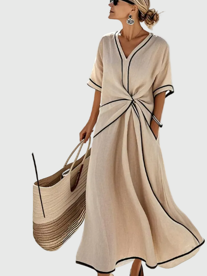 Drapowana sukienka maxi w stylu nadmorskim