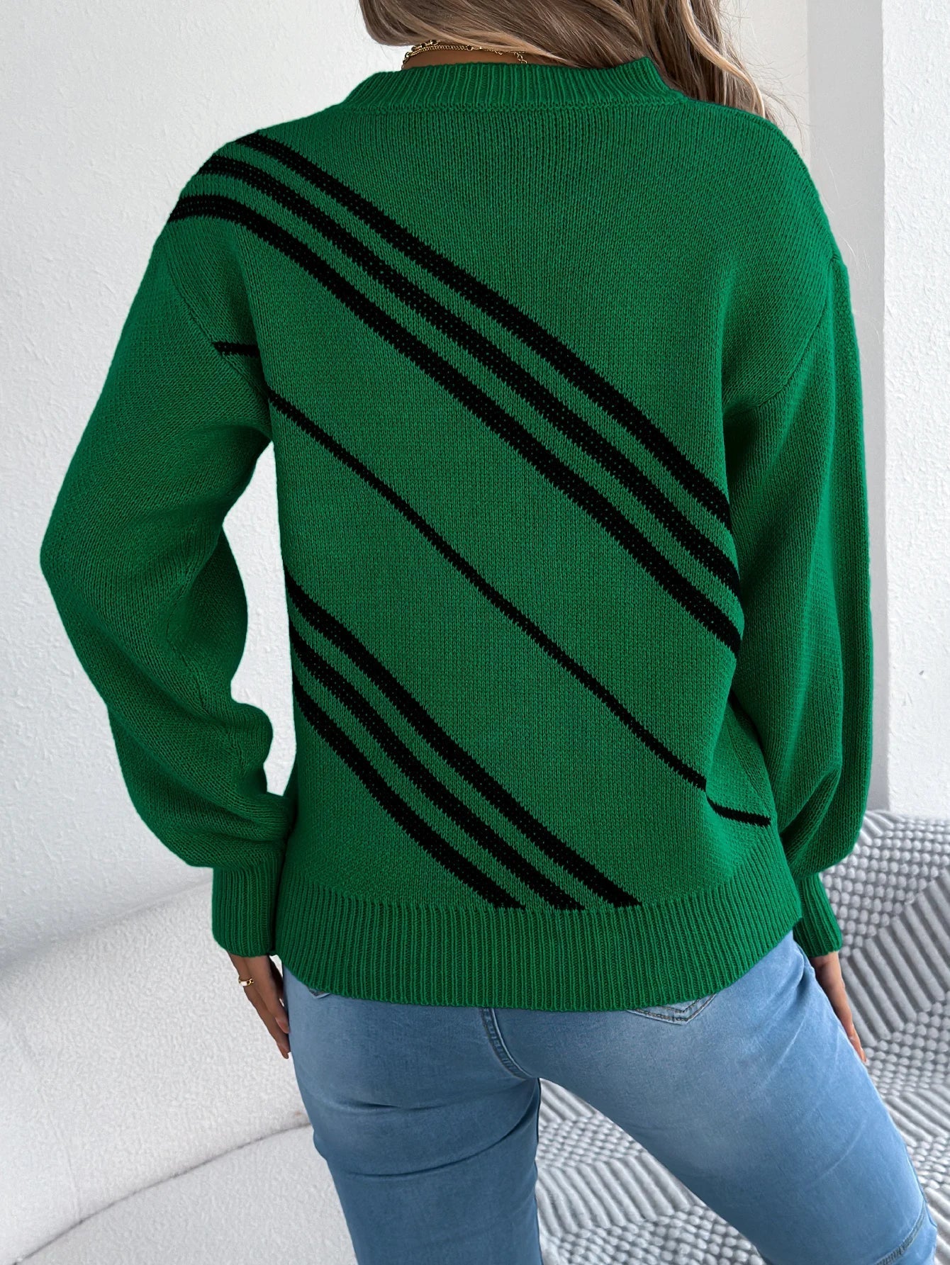 Women's Twill Texture Colour Block Knit Pullover