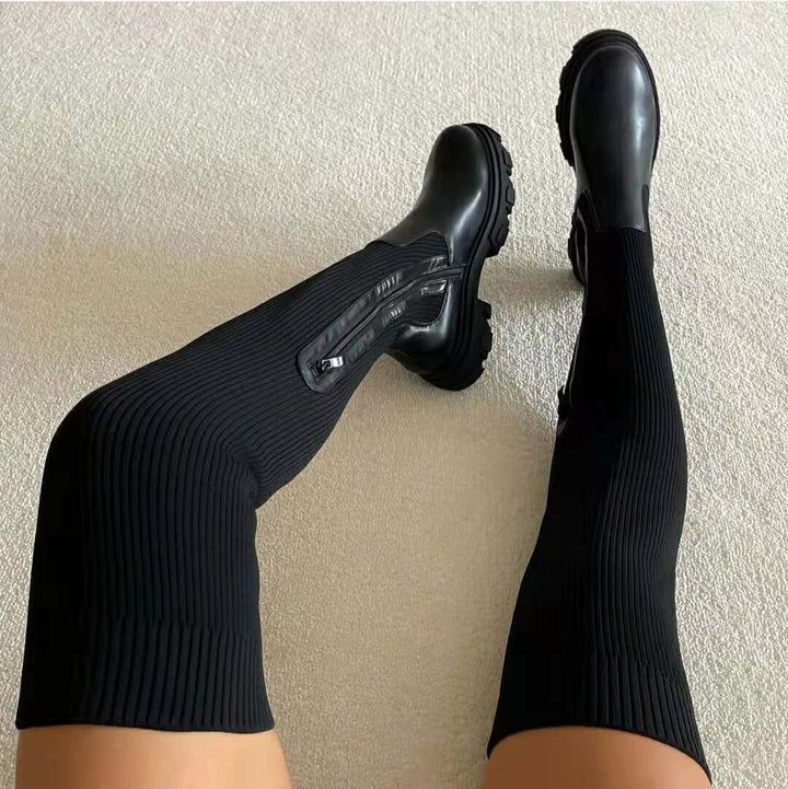 Modern Heeled Wedge Non-Slip Knee-High Boots for Women