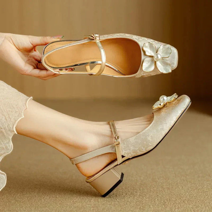 Floral Slingback Heel Pumps