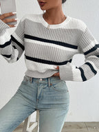 Women’s Drop Shoulder Color Match Knit Sweater