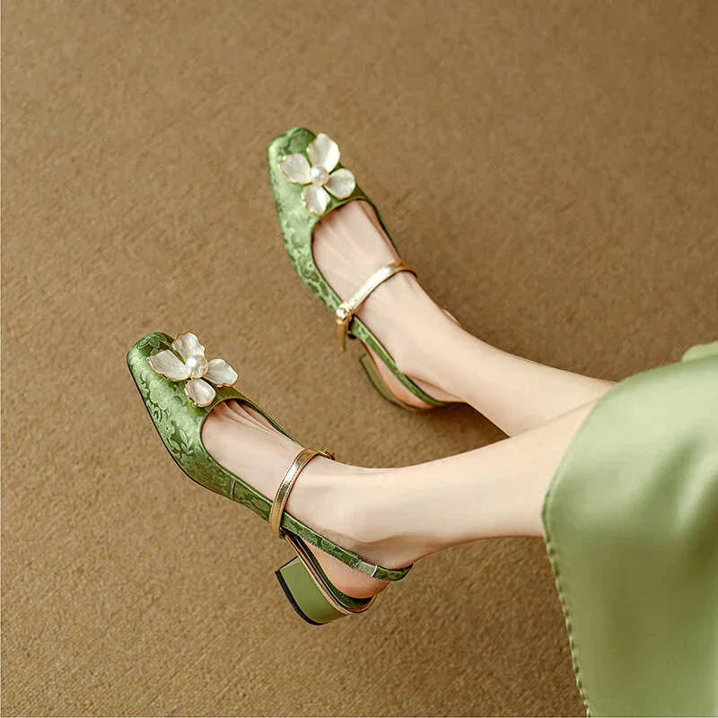 Floral Slingback Heel Pumps