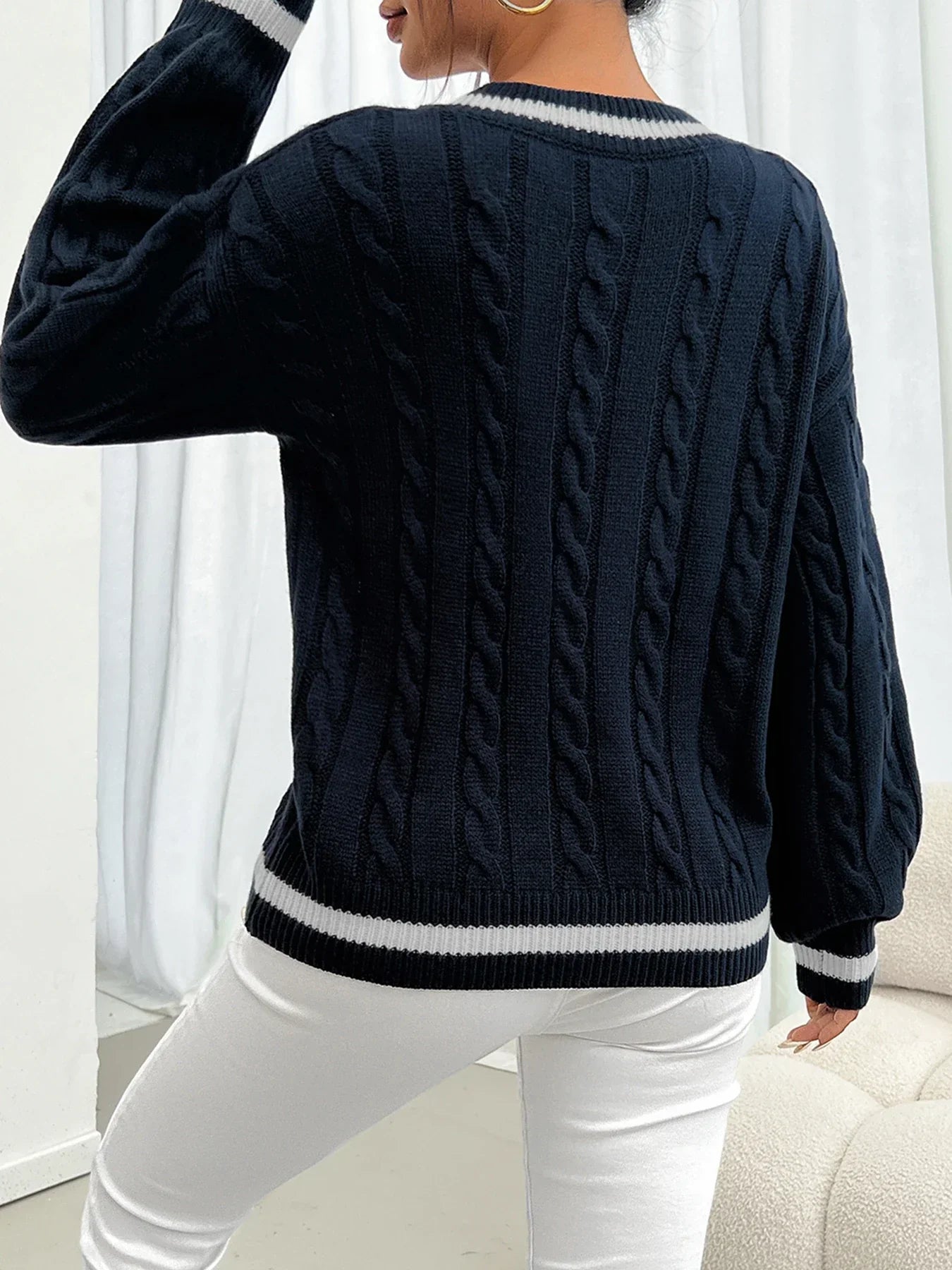 Women's Twisted Flower Shoulder Knit Sweater