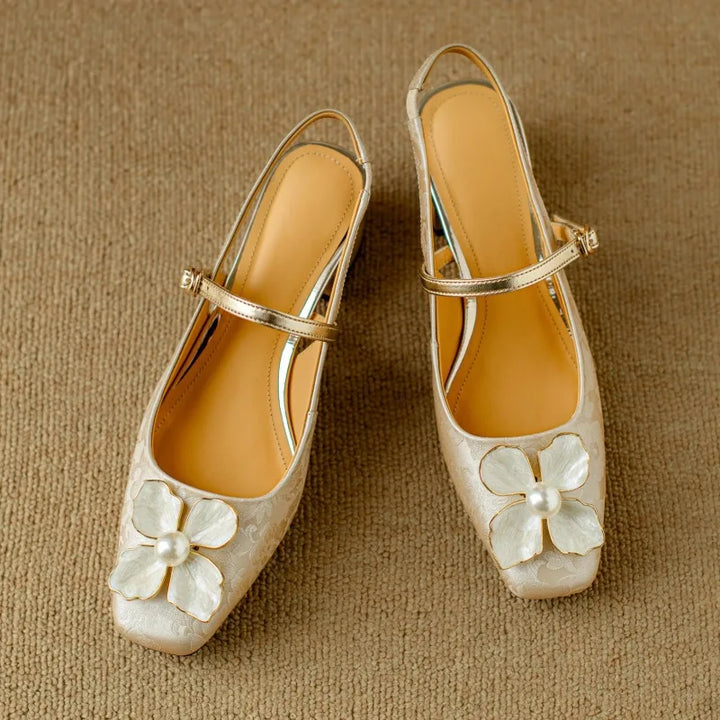 Floral Slingback Heel Pumps