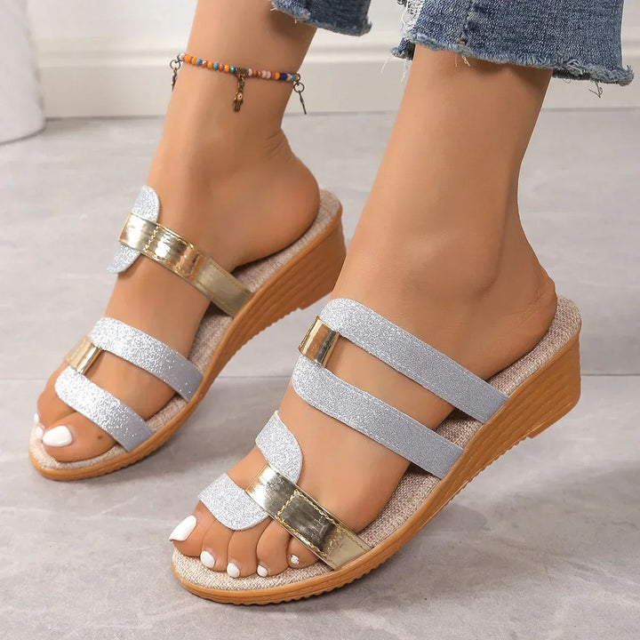 Woven Slip-On Buckle Sandals