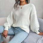 Women's Solid Knit Lantern Sleeve Pullover