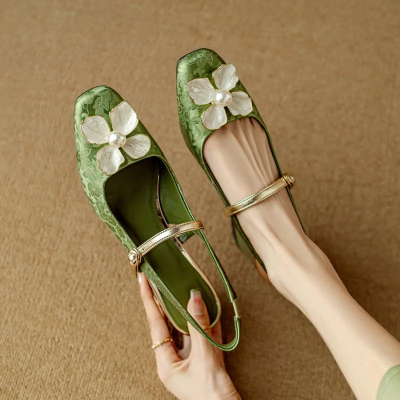 Floral Slingback Heel Pumps