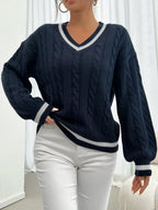 Women's Twisted Flower Shoulder Knit Sweater