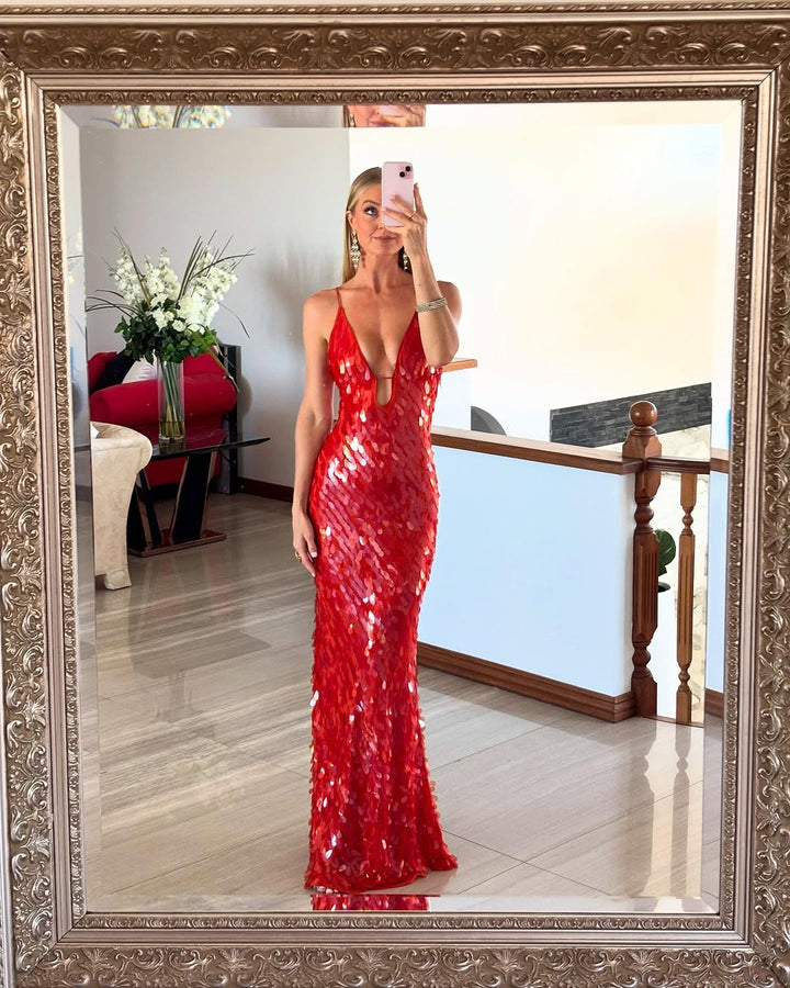 Sequin Backless Maxi Dress for Evening Celebrations