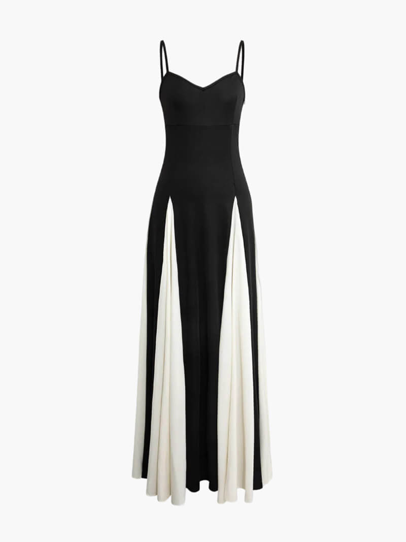 Elegancka sukienka maxi w kontrastowych kolorach