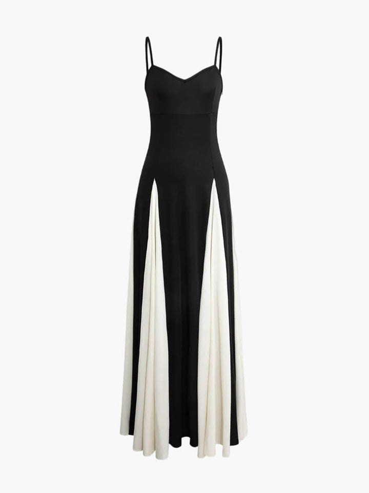 Elegancka sukienka maxi w kontrastowych kolorach