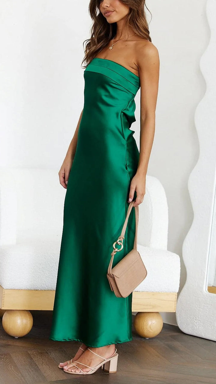 Abito da sera maxi in raso moderno ed elegante da donna