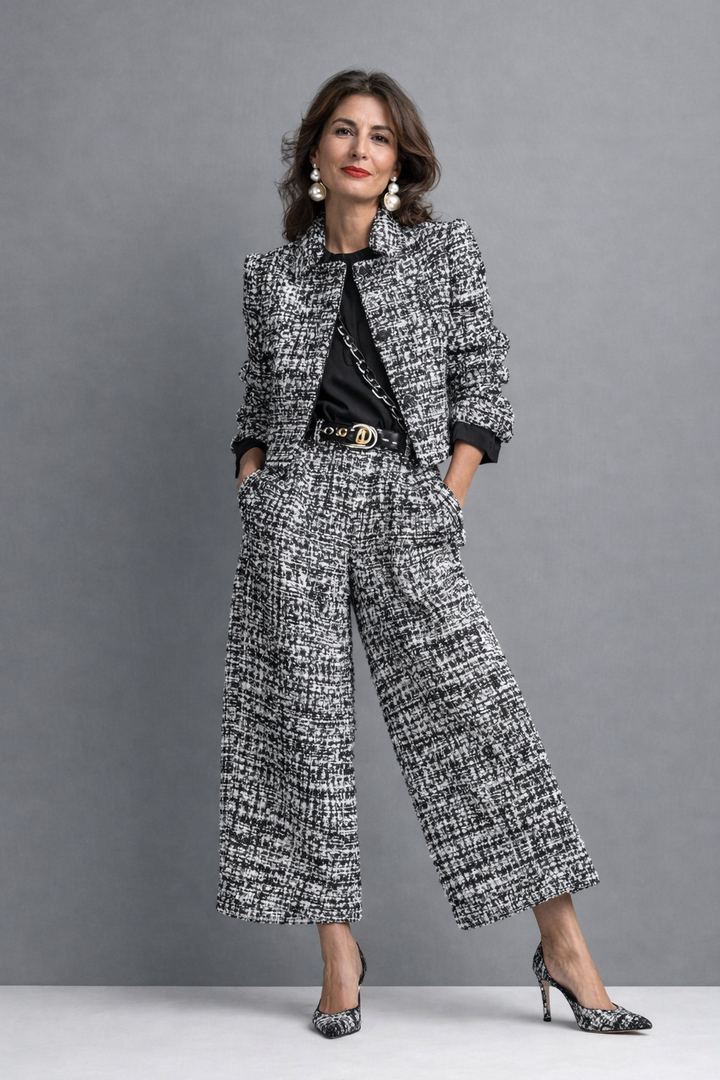 Conjunto sofisticado de dos piezas de tweed