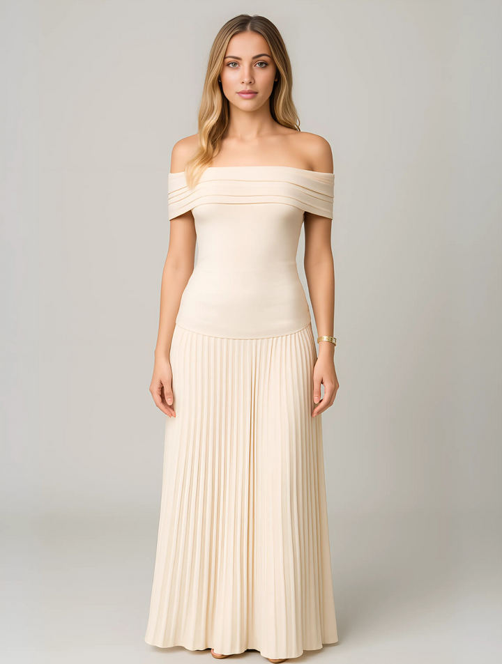 Vestido elegante plisado liso para invitada de boda mujer