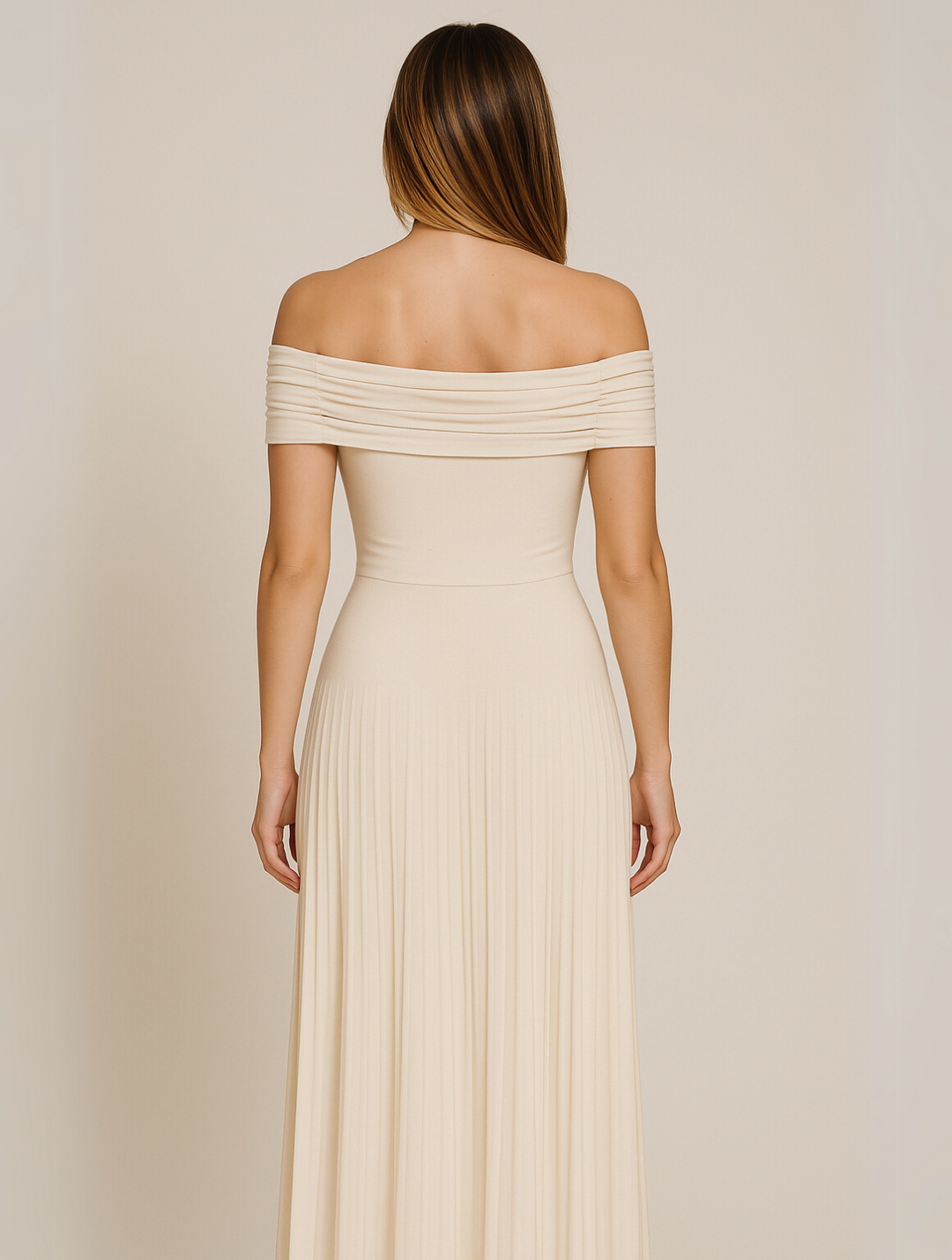 Vestido elegante plisado liso para invitada de boda mujer