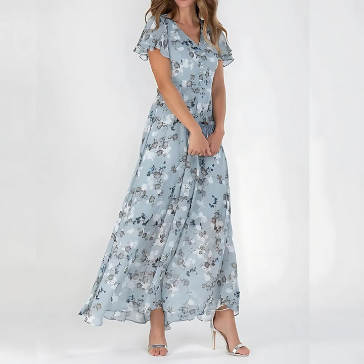 Women’s Floral Tummy-Flattering Midi Wedding Guest Summer Dress