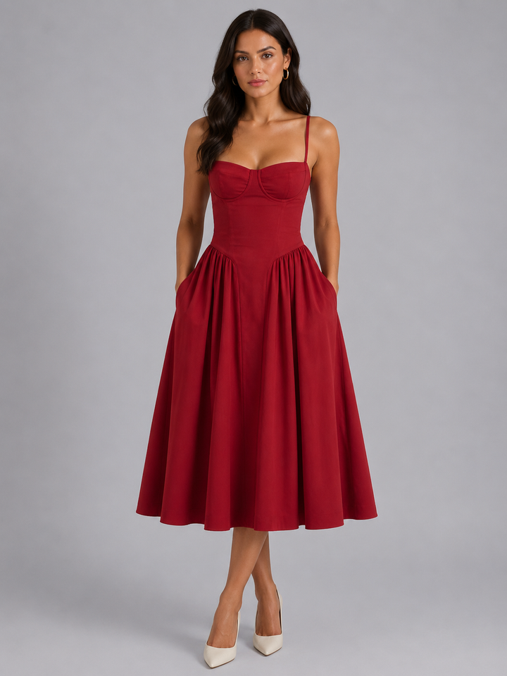 Floral Corset Midi Dress