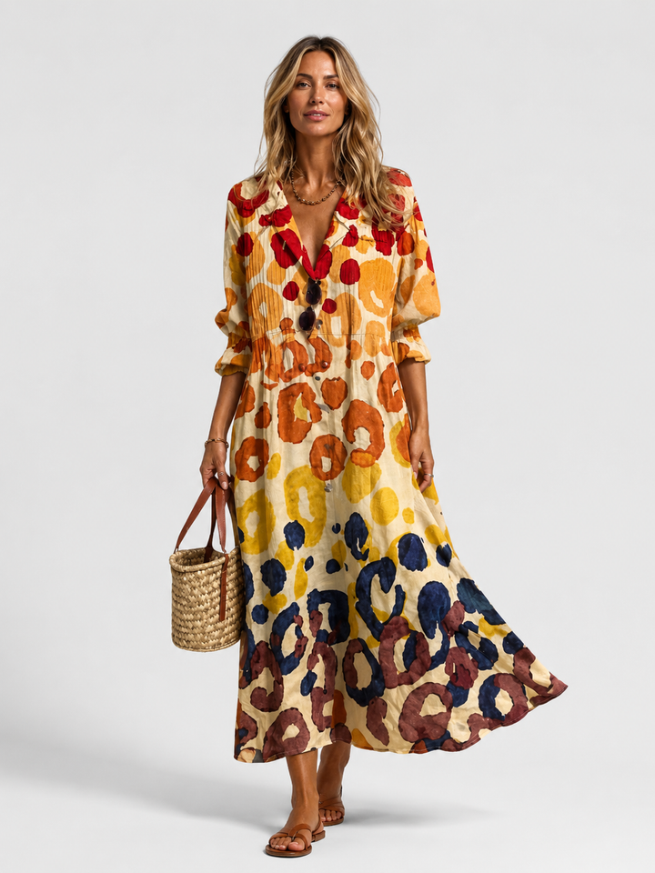 Women's Multicolor Flowing Printed Maxi Dress