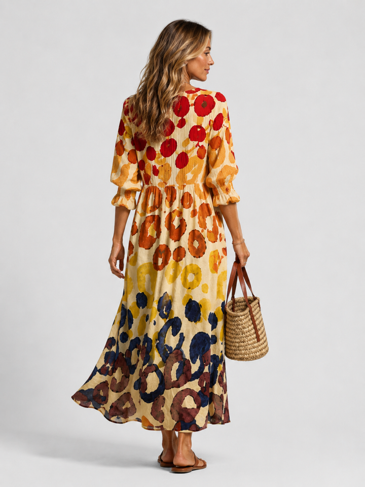 Women's Multicolor Flowing Printed Maxi Dress