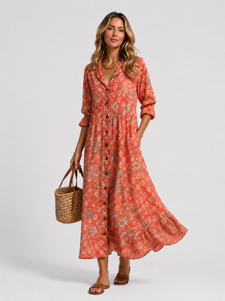 Women's Multicolor Flowing Printed Maxi Dress