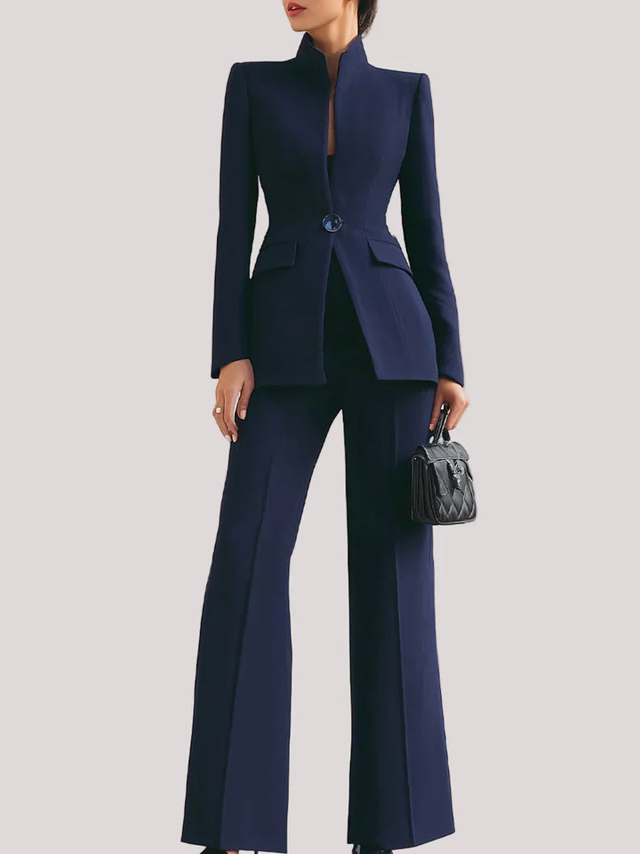 Longline Blazer and Flare Trousers Set