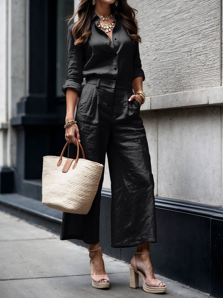 Loose Shirt and Capri Pants Set