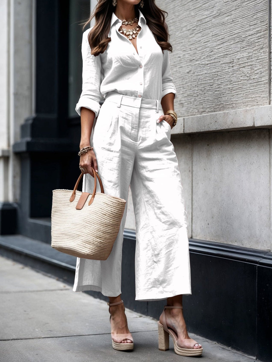 Loose Shirt and Capri Pants Set