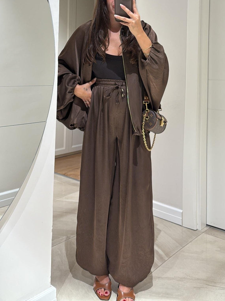 Casual Jacket and Drawstring Trouser Set