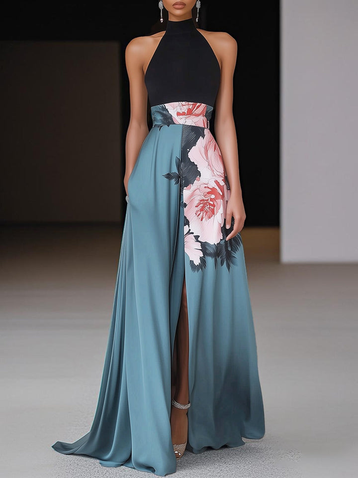 Floral Slit A-Line Maxi Dress