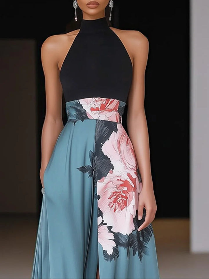 Floral Slit A-Line Maxi Dress