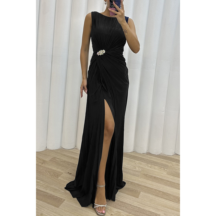 Vestido de noche maxi plisado para ocasiones formales