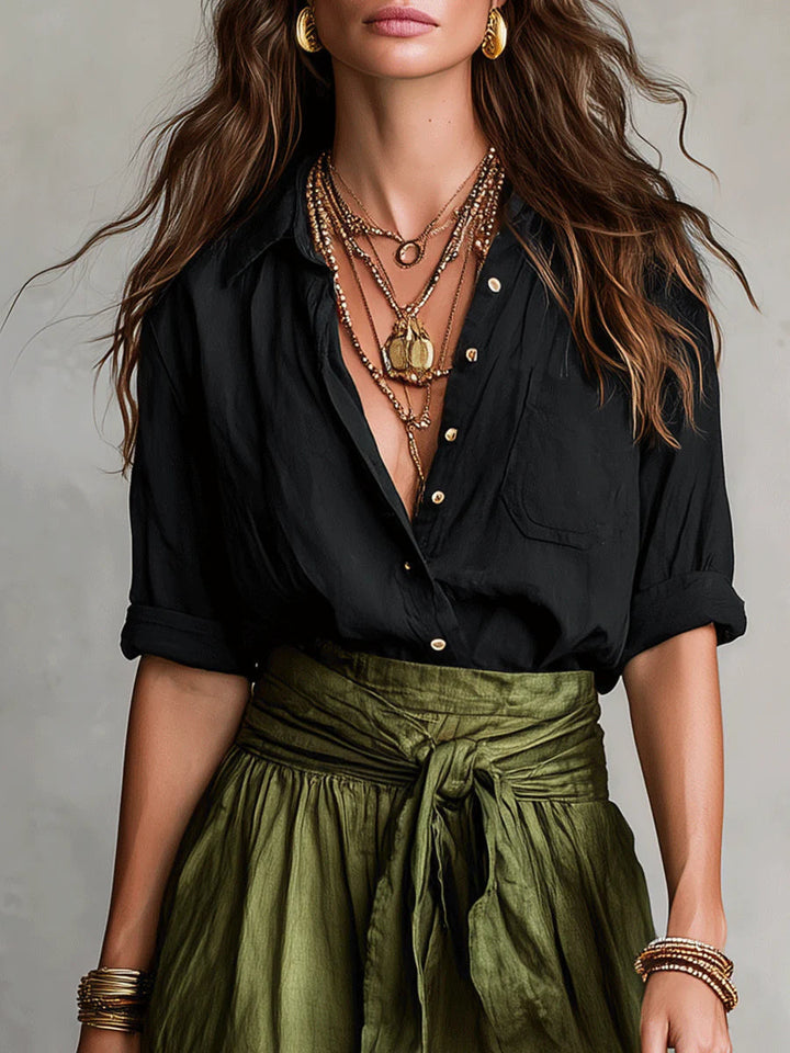 Button-Up Coordinated Two-Piece Set