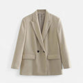Women Double-Breasted Vintage Blazer Coat