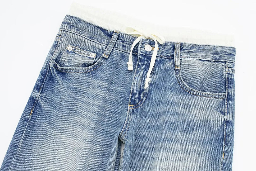 Women's Retro Practical Sleek Mid Waist Straight Leg Jeans
