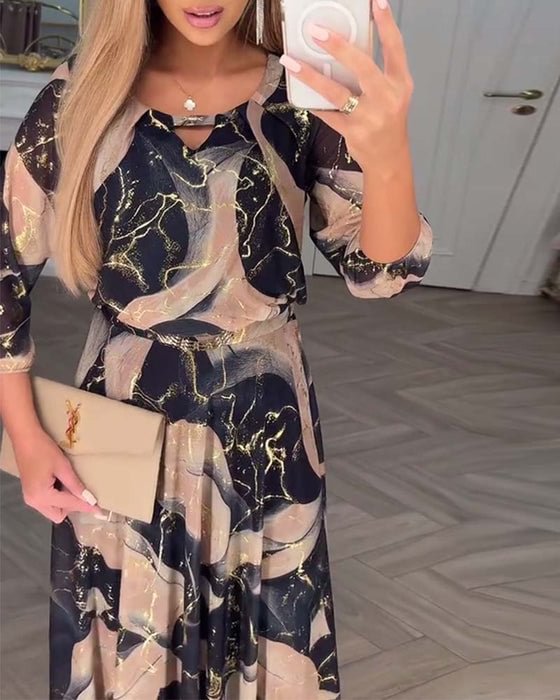 Vestido largo de gasa estampada