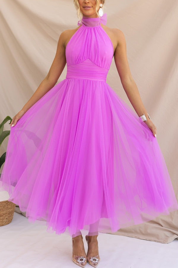 Abito Maxi in Tulle per Occasioni con Strati Romantici