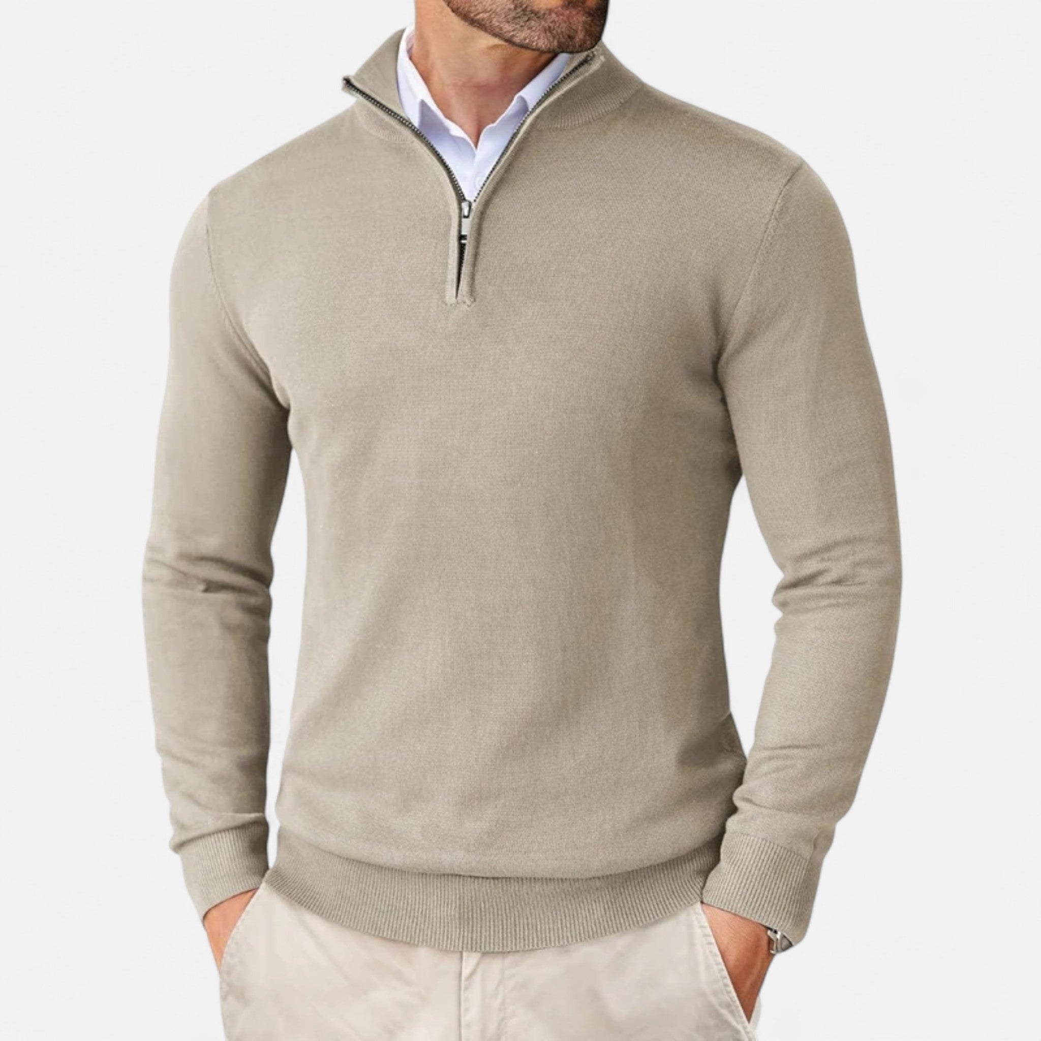Men's Slim-Fit Quarter-Zip Sweater