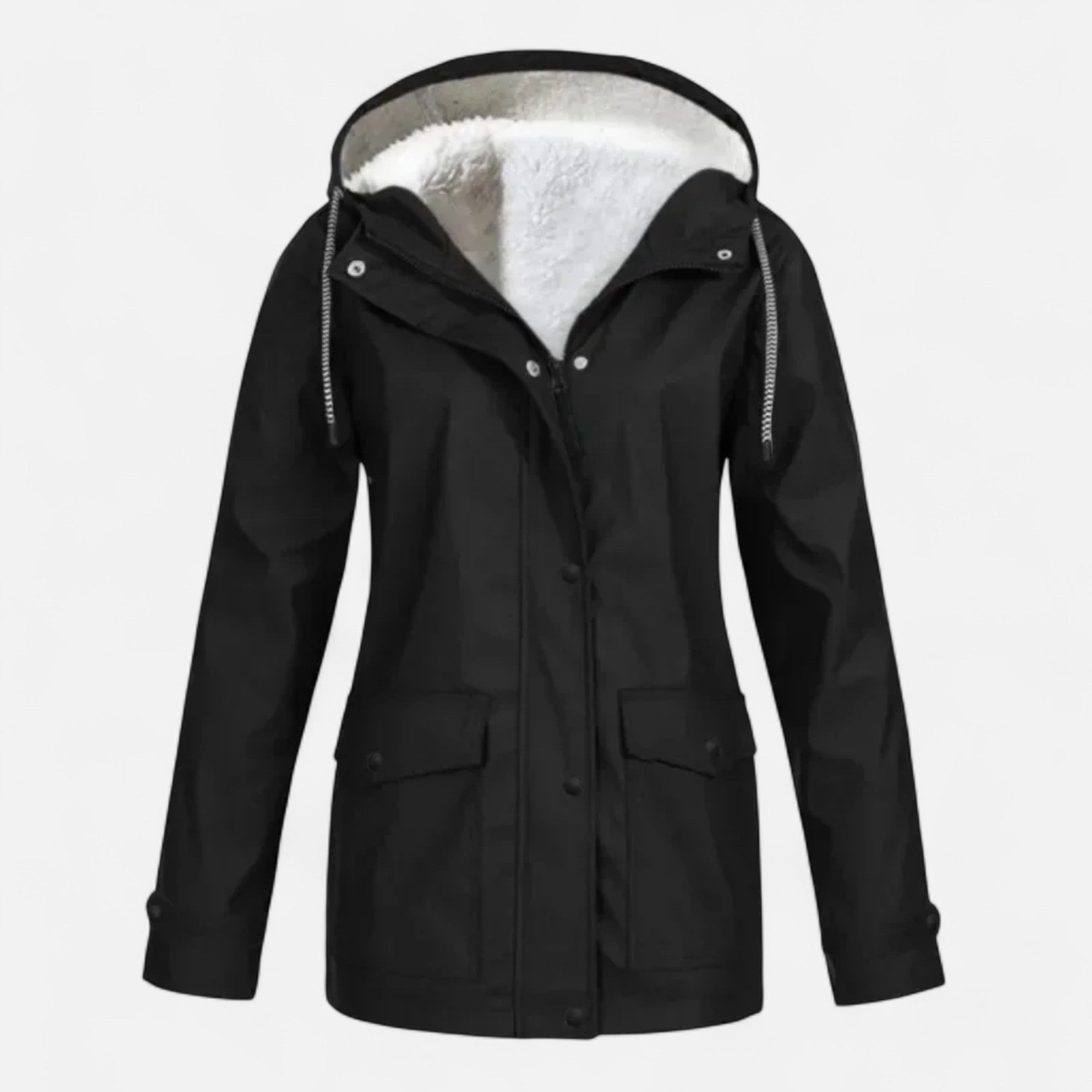 Women's Hooded Ski Coat in Plush Velvet Windproof