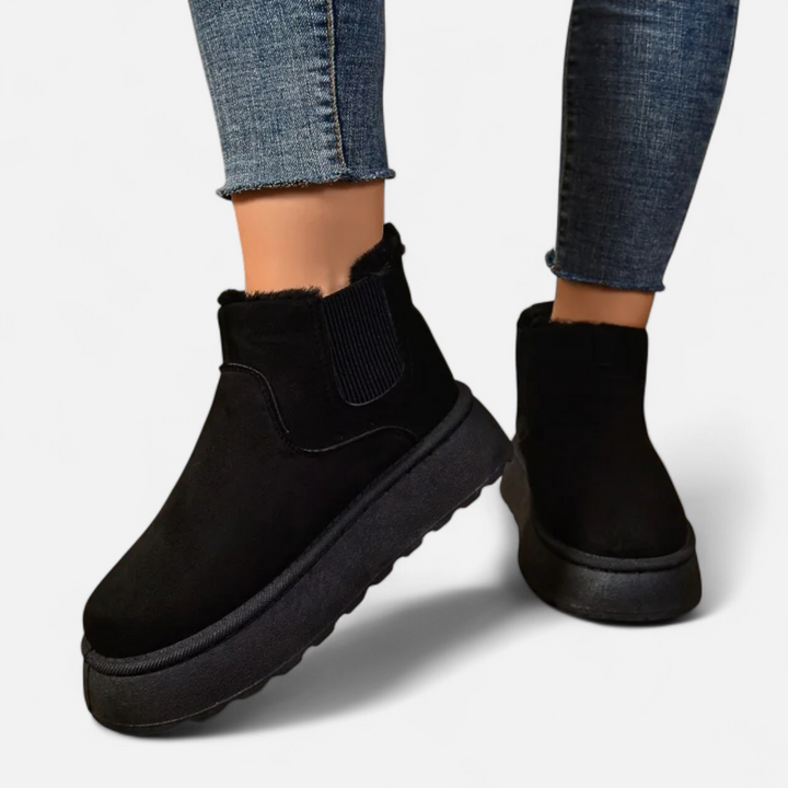Women’s Timeless Slip-On Warm Plush Platform Ankle Chelsea Boots