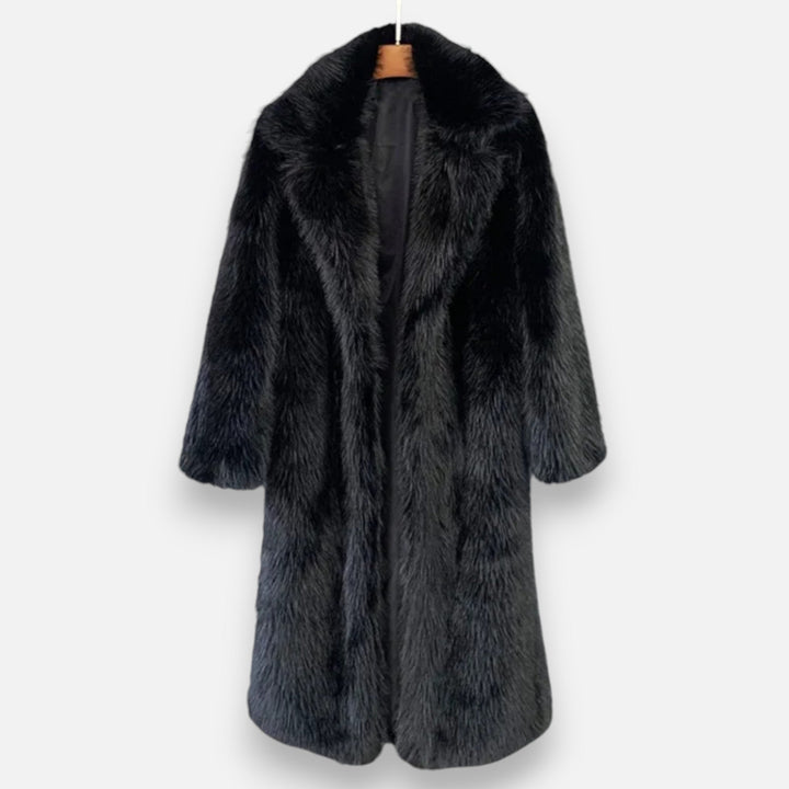 Women’s Versatile Warm Long Overcoat with Turn-Down Fur Collar